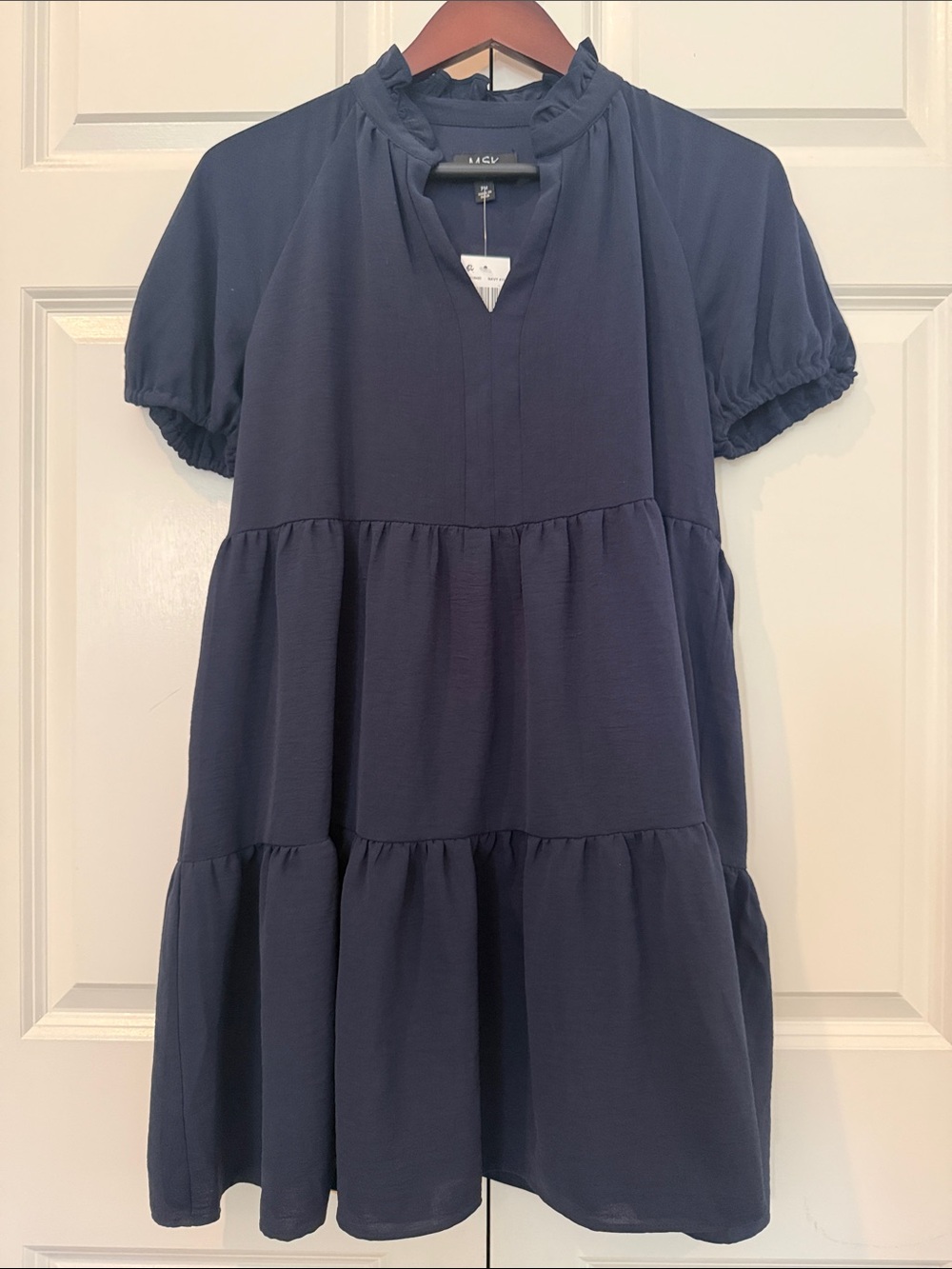 NWT MSK Navy Tiered Short Sleeve Dress